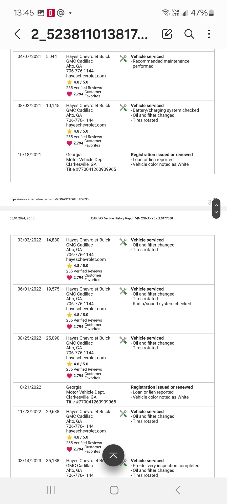 2. Отчет carfax — Chevrolet Equinox (3G), 2 л, 2019 года | просто так ...