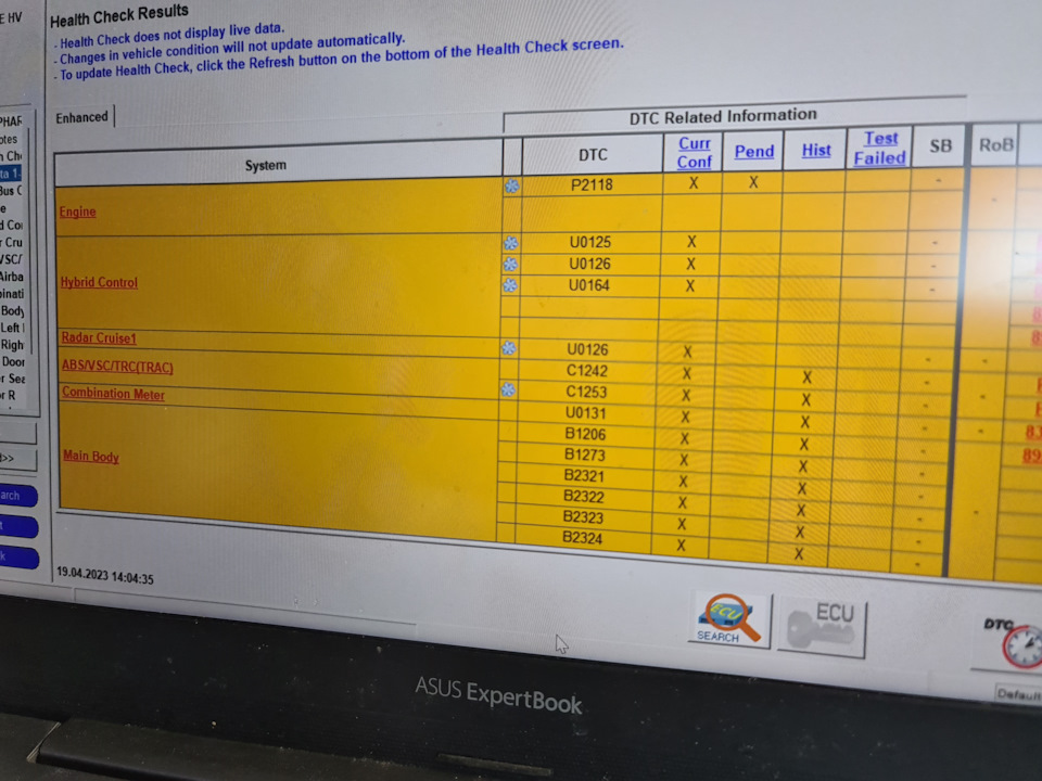 ошибки после первоначальной диагностики — Toyota Vellfire (2G). Запчасти на фото: B2321