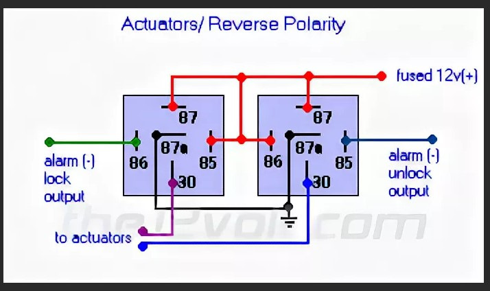 Схема реверса на реле 12в для электродвигателя
