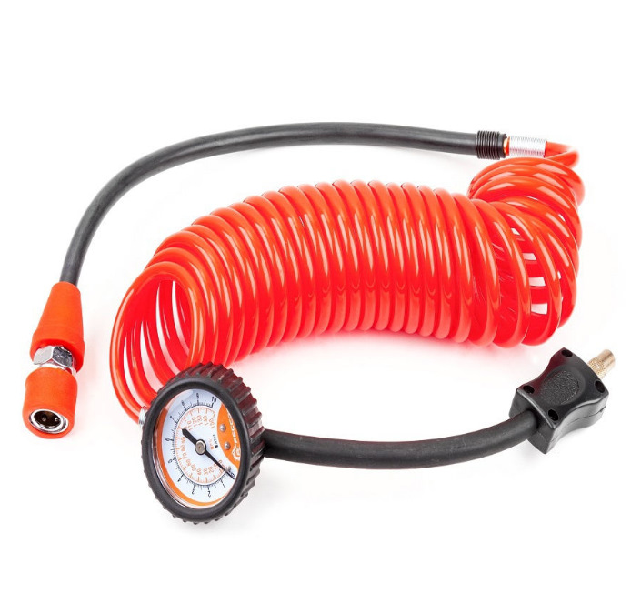 Шланг с манометром для компрессора подкачки шин gy-40l. 162 шланг пневматический витой м22 l=7. 5м (красный) polyurethane. Шланг удлинитель с манометром avs hs-01. Агрессор agr 75.