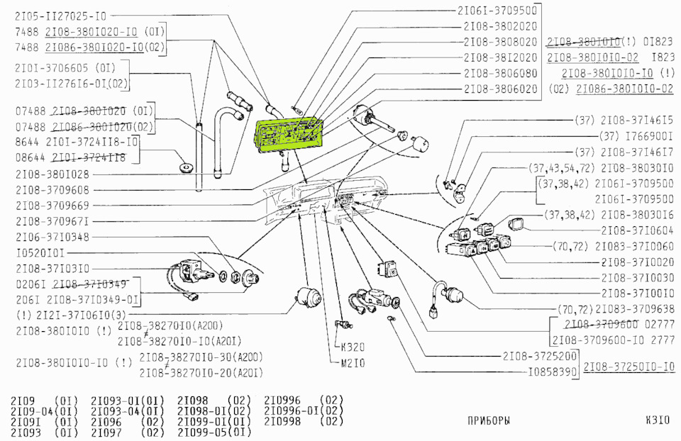 Схема приборной панели ваз 21099