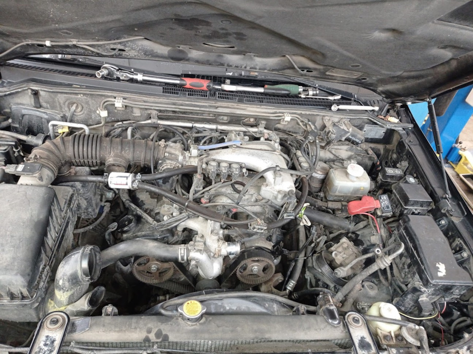 61. Потек передний сальник коленвала. — Mitsubishi Pajero (4G), 3 л ...