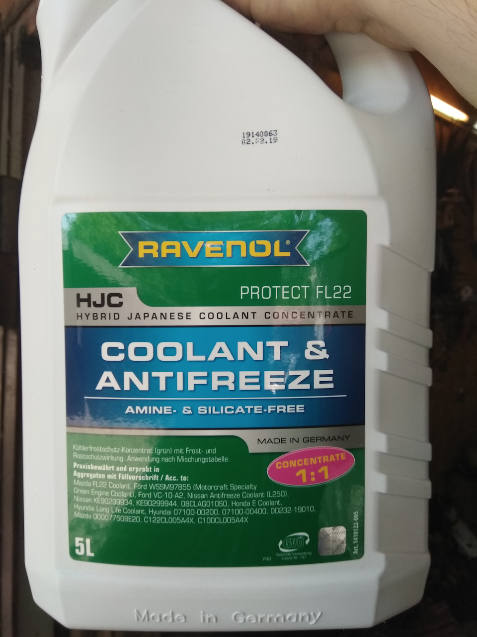 Ravenol hjc hybrid. Антифриз Мазда fl22 концентрат артикул. 4014835755918 Ravenol. Антифриз Ravenol HJC protect fl22 Concentrate (концентрат). Антифриз Mazda fl22 Ravenol HJC Hybrid Japanese Coolant Premix 5 литров.