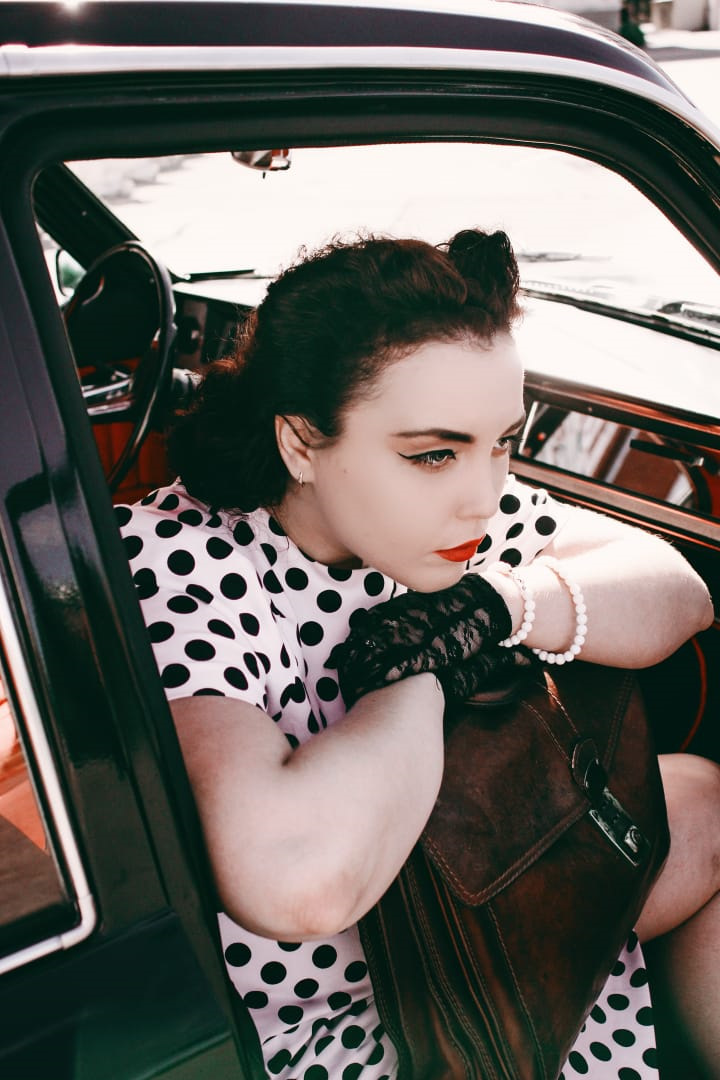 Retro girl talking dirty pigtails