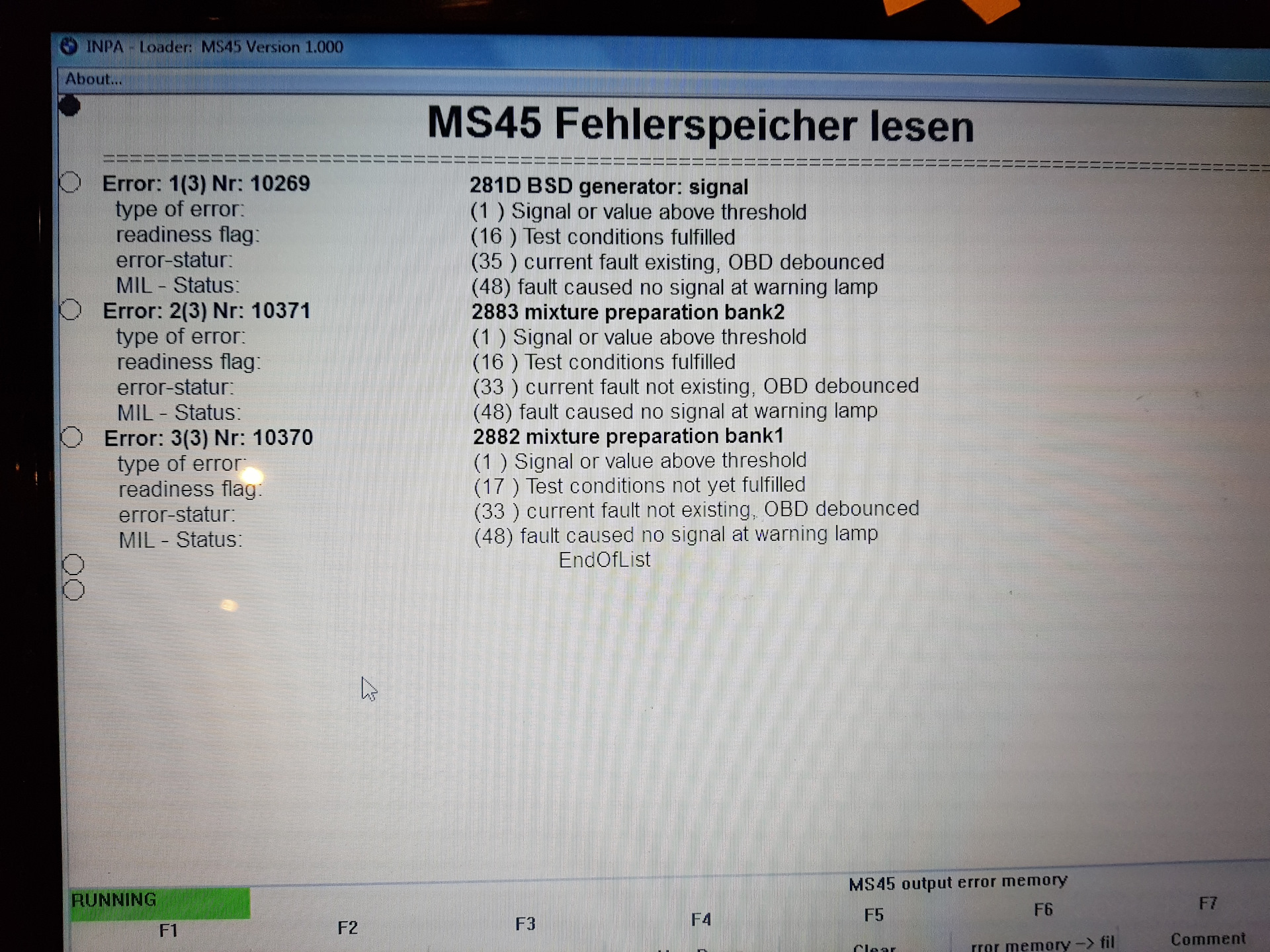 Е 90 ошибка BSD от генератора. Error 281. Отсутствует сообщение по BSD от генератора.