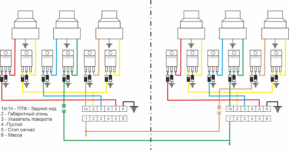 Схема заднего фонаря приора 2