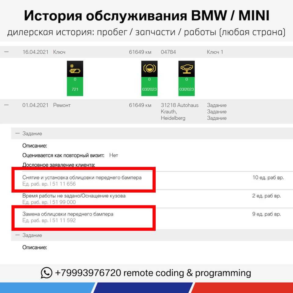 История технического обслуживания BMW — DRIVE2