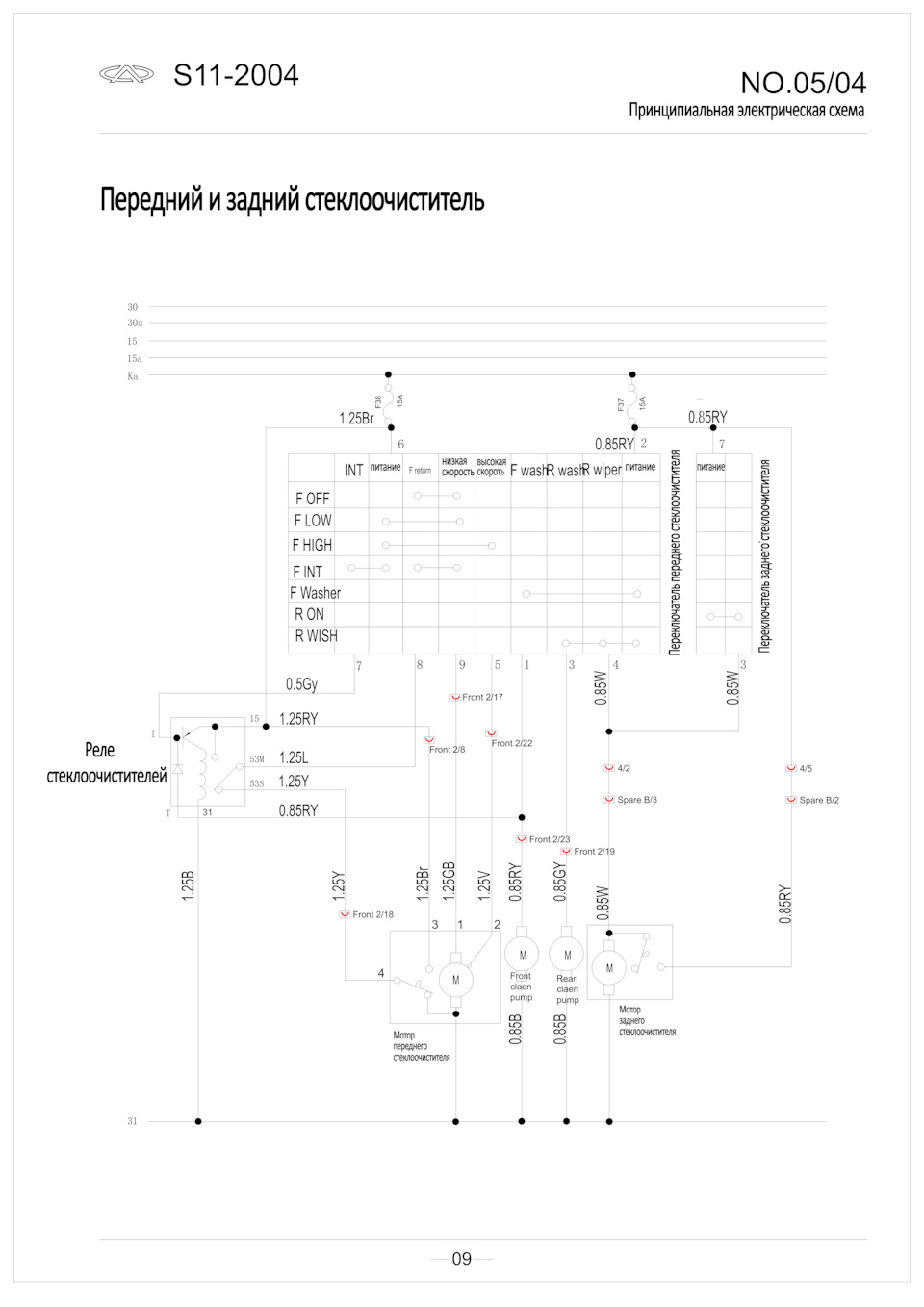 Электросхема чери тигго т11