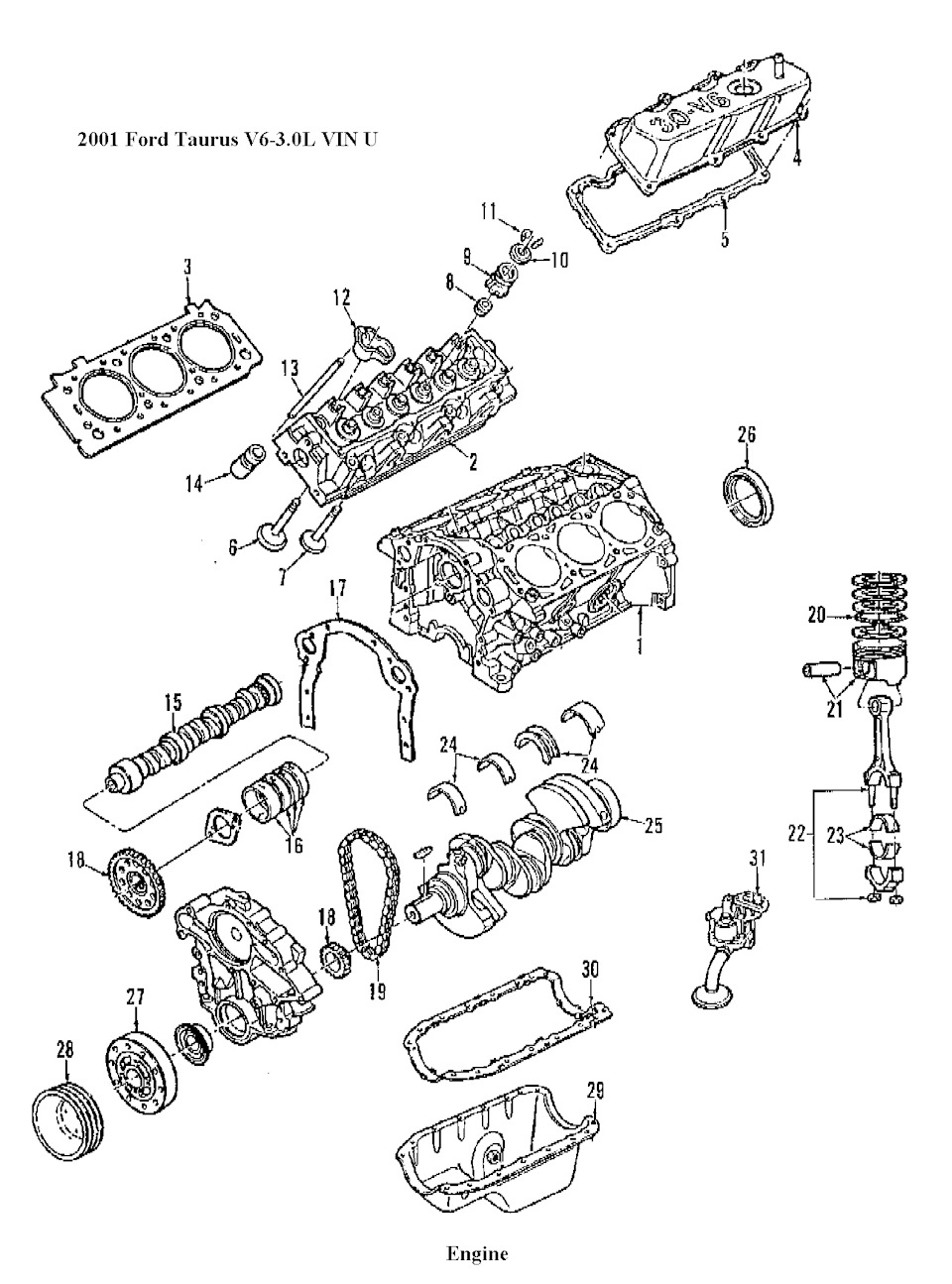 Номера запчастей на Vulcan V6 3.0 OVH Ford Taurus 2001 — Ford Taurus (4G),  3 л, 2001 года | расходники | DRIVE2