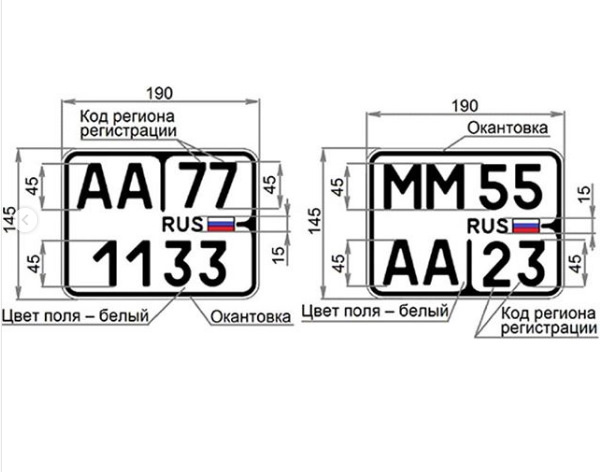 Размер гос номера на мотоцикл старого образца