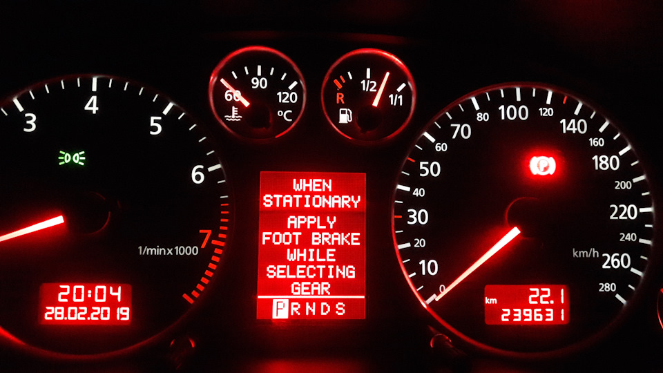 When stationary apply foot brake while selecting. When stationary apply foot brake while selecting