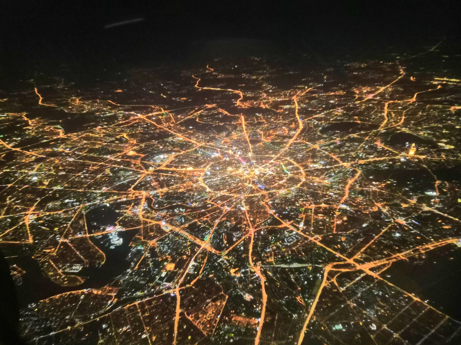 Ночная Москва вид с самолета