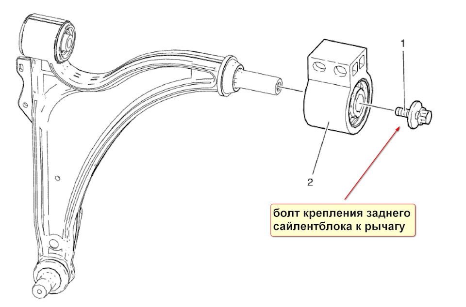 Задний сайлентблок переднего рычага схема