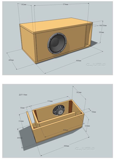 Короб под 15 сабвуфер на щели