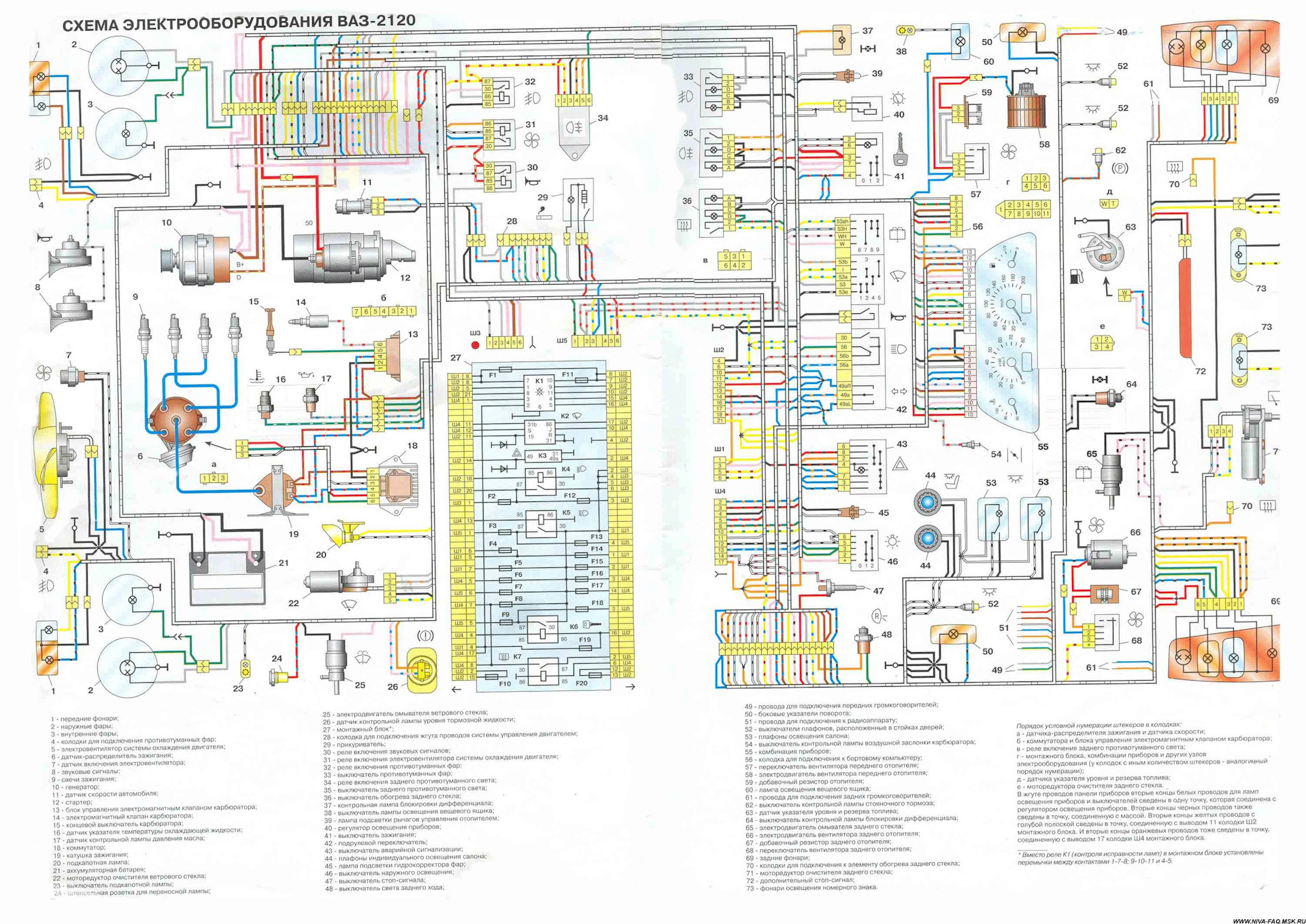 Нива карбюраторная схема электрооборудования