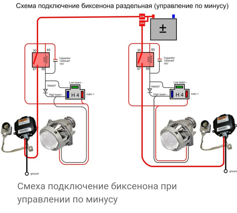 H4 схема контактов