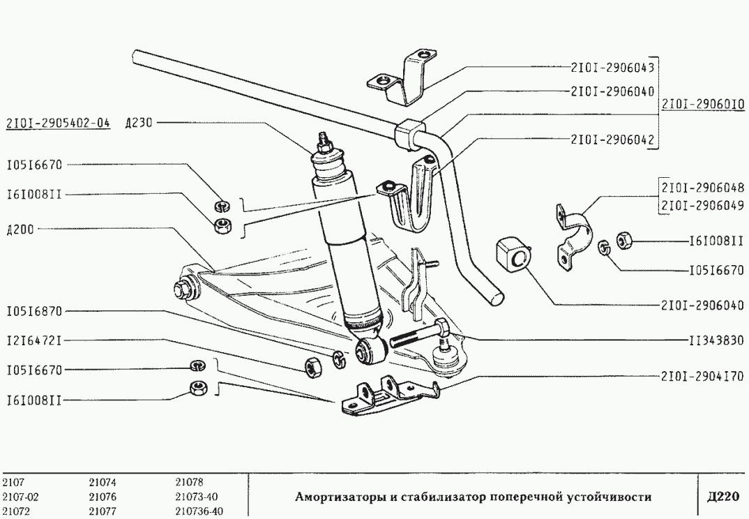 Передняя подвеска ваз 2107 схема название деталей