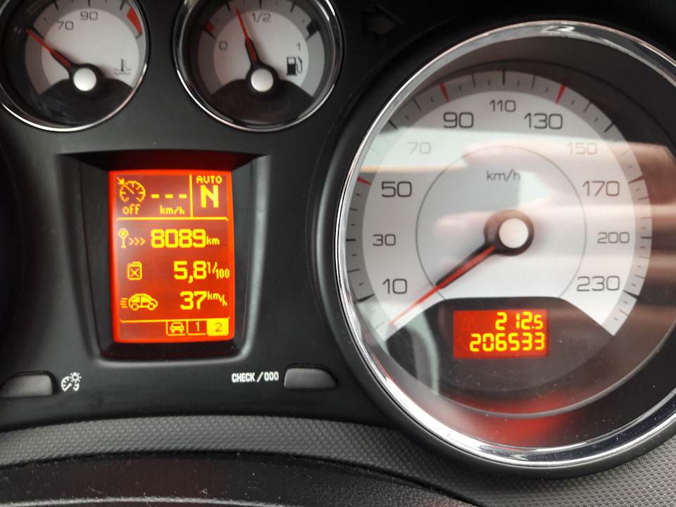 Пробег на момент выполнения ТО — Peugeot 308 (1G)