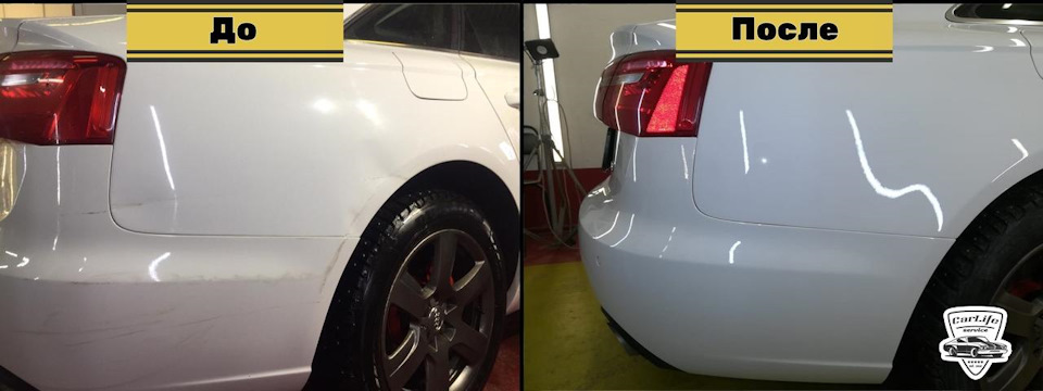 Ремонт и локальная покраска заднего крыла и заднего бампера на Audi A6 ...