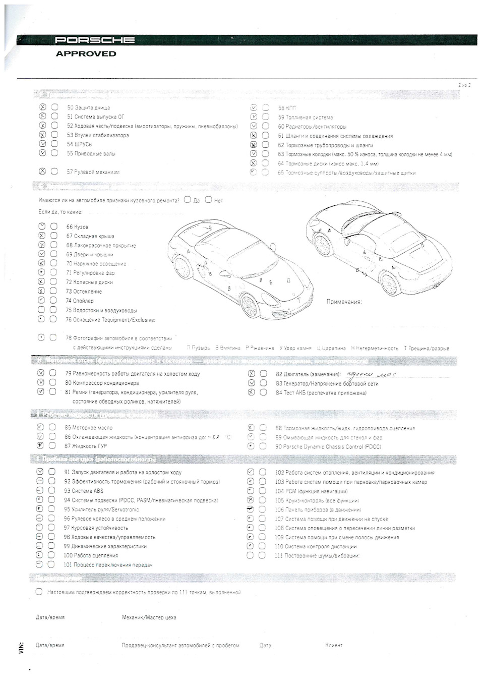 Проверка по 111 пунктам — Porsche Boxster (986), 2,5 л, 1998 года | визит  на сервис | DRIVE2