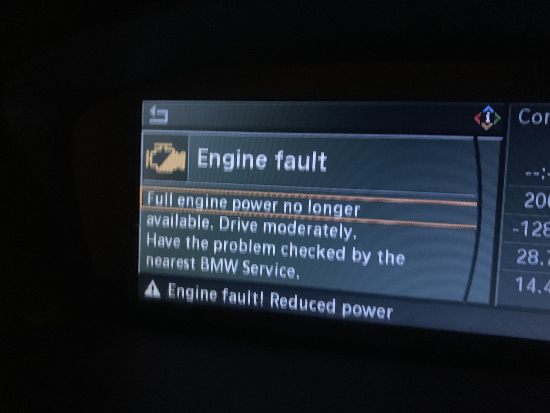 Engine power is reduced