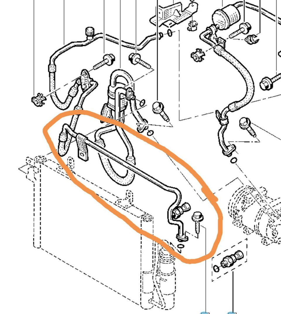 Трубка высокого давления кондиционера — Renault Symbol, 1,4 л, 2002 года |  запчасти | DRIVE2