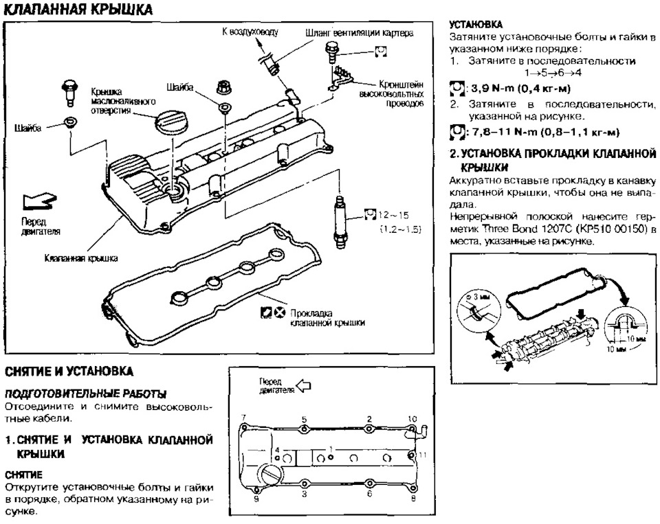 Момент затяжки клапанной крышки тойота