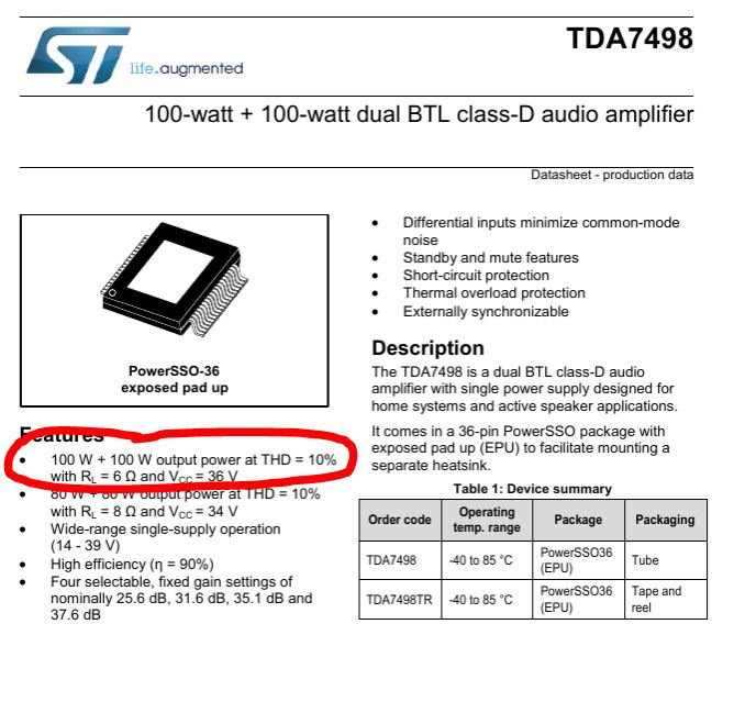 Tda7498e схема усилителя