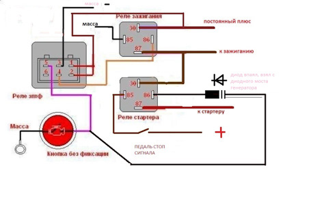 Схема подключения реле стартера уаз 3303