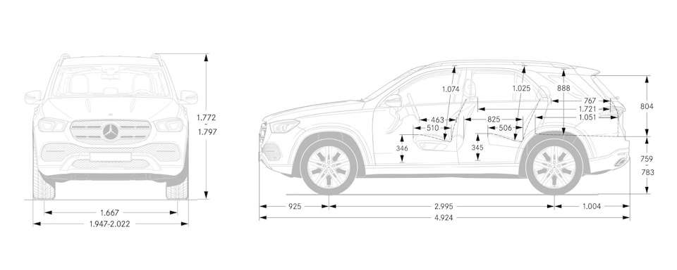 Размеры мерседес gle
