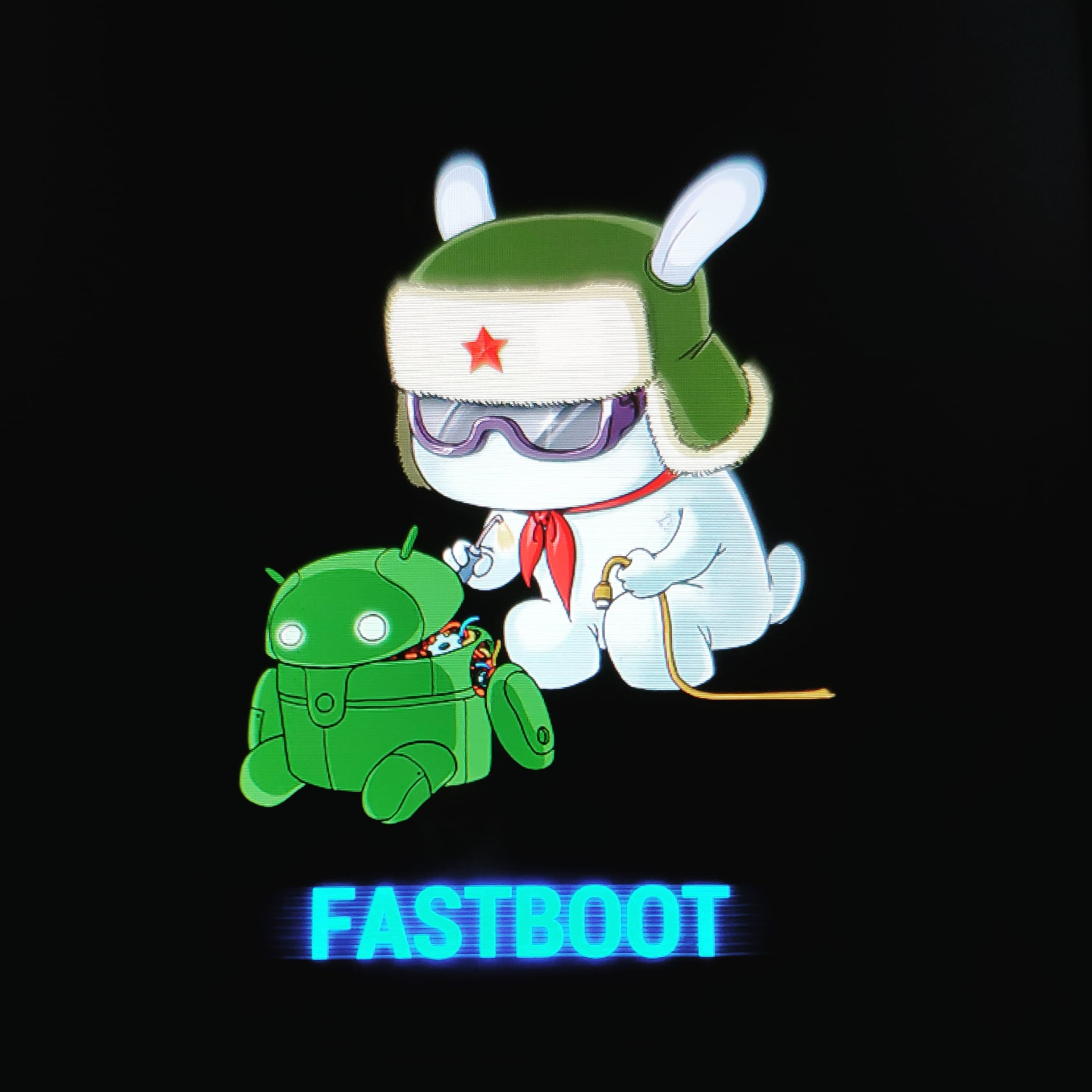 Фаст бот что делать. Кролик Xiaomi Fastboot. Заяц чинит андроид Xiaomi. Xiaomi Fastboot Screen. Заяц андроид Fastboot.