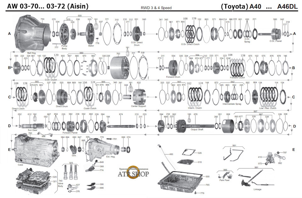 АКПП 03-72L для Mitsubishi Pajero '90-'99 с ДВС (6G72) контрактная ( 4 ступ. 4WD)