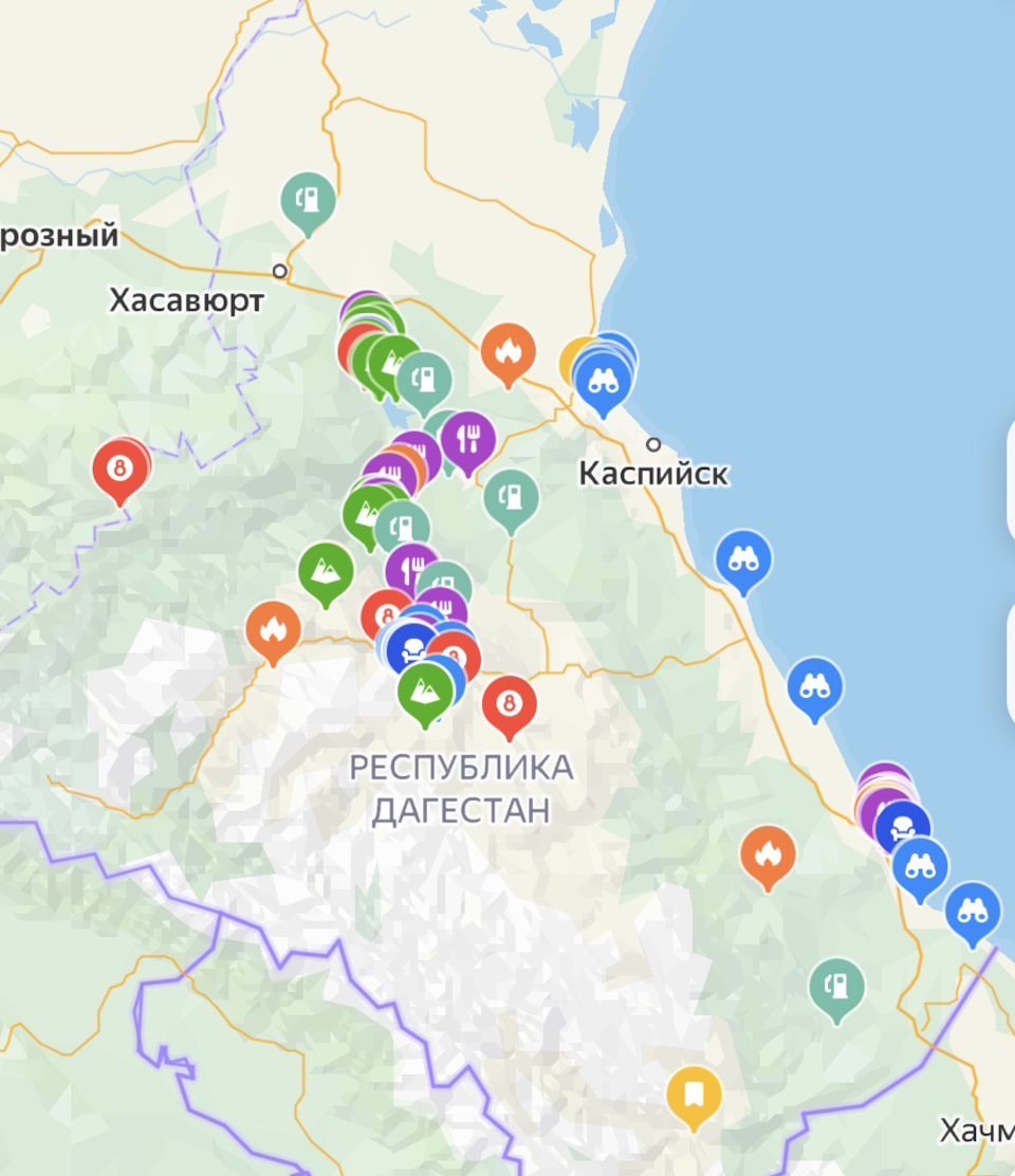 Карта дагестана с достопримечательностями подробная городами и поселками