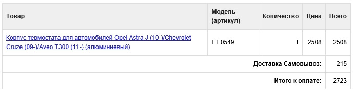 LT0549 Корпус термостата для автомобилей Opel Astra J (10-)/Chevrolet ...