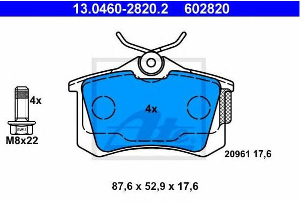 Задние колодки Ate13.0460-2820.2 — Volkswagen Jetta VI, 1,6 л, 2014 ...