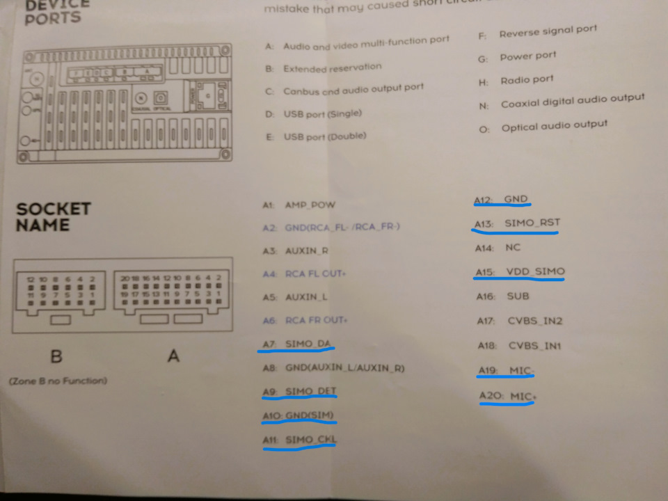 ГУ Kingbeats K2+ подключение внешнего слота под SIM-карту и разъем ...