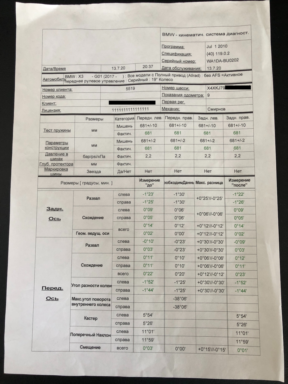 Сход-развал на "калине". Ожидания — реальность. — BMW X3 (G01), 3 л ...
