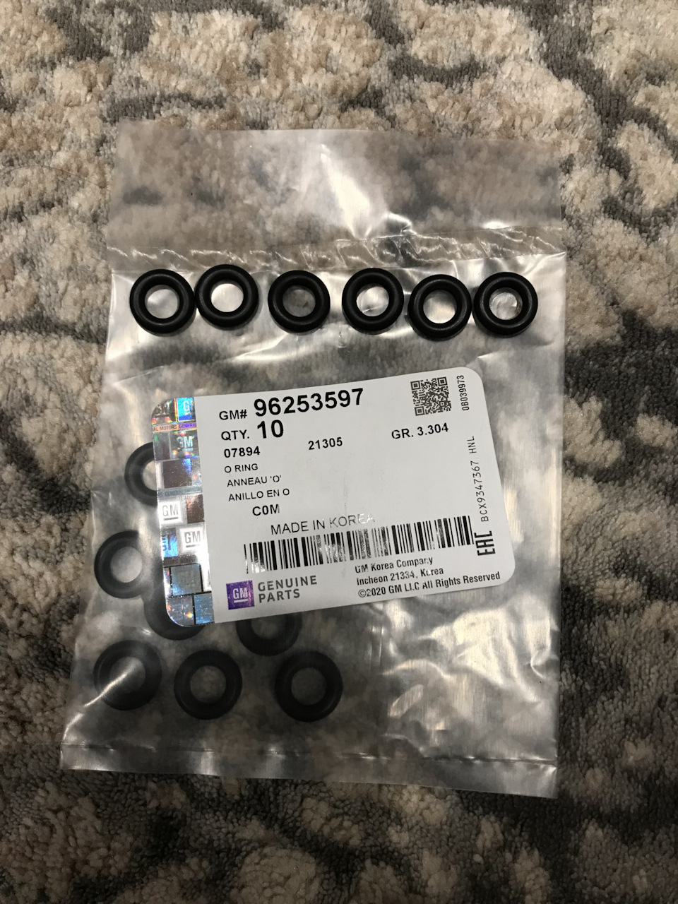 96253597 Кольцо уплотнительное топливной форсунки / Chevrolet 98~ GM ...