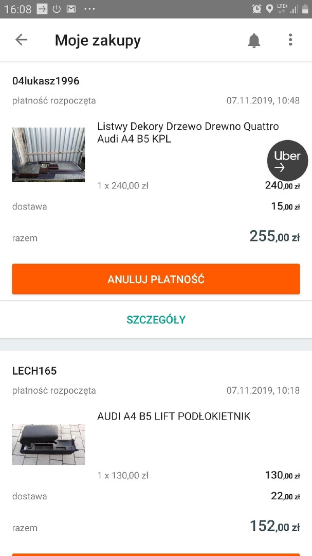 скрин сс алегро покупки — Audi A4 Avant (B5). Запчасти на фото: 2400024