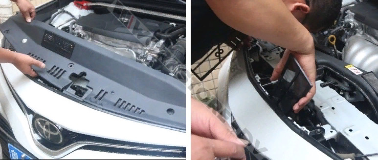 Снять решетку радиатора камри 40. Камри 40 без бампера. Серебристая камри 40 с черной решеткой радиатора. Как снять решетку камри. Снятие решетки радиатора и верхней планки camry.