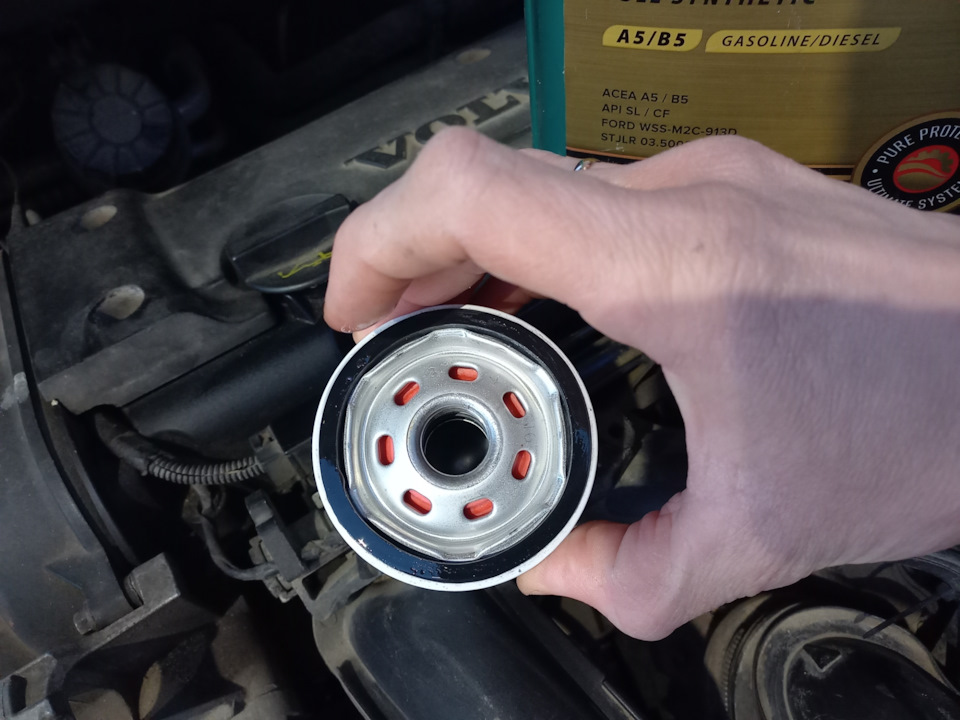 Мажем маслом уплотнительное кольцо — Ford Focus Hatchback II. Запчасти на фото: ACEAA5B5