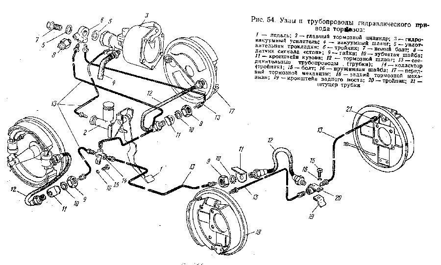Схема главный тормозной цилиндр москвич 412