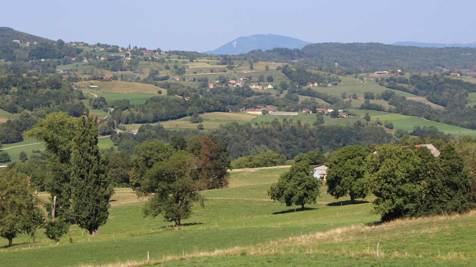 У подножья. Вид на запад из деревни Meyrieux-Trouet. — Audi A4 (B9)