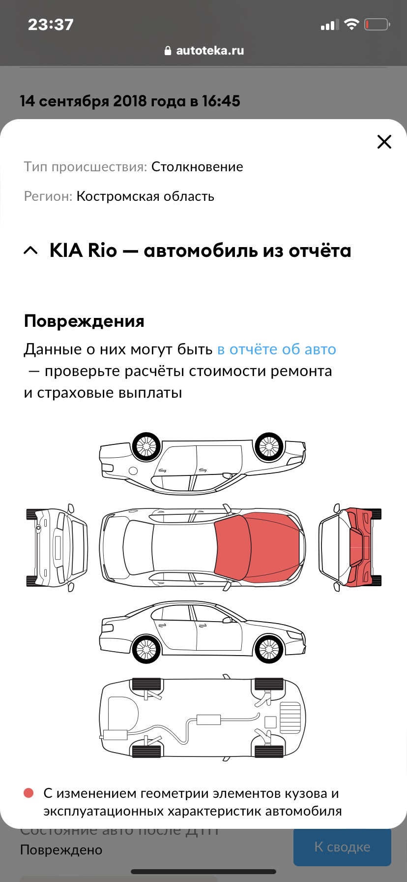 История жизни — KIA Rio (2G), 1,4 л, 2010 года | ДТП | DRIVE2