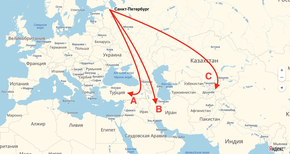 Расстояние от каира до тегерана