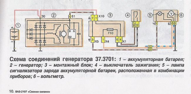 Подключение генератора 2107 инжектор Вольтметр в ВАЗ 2110 - Lada 21102, 1,5 л, 2003 года своими руками DRIVE2