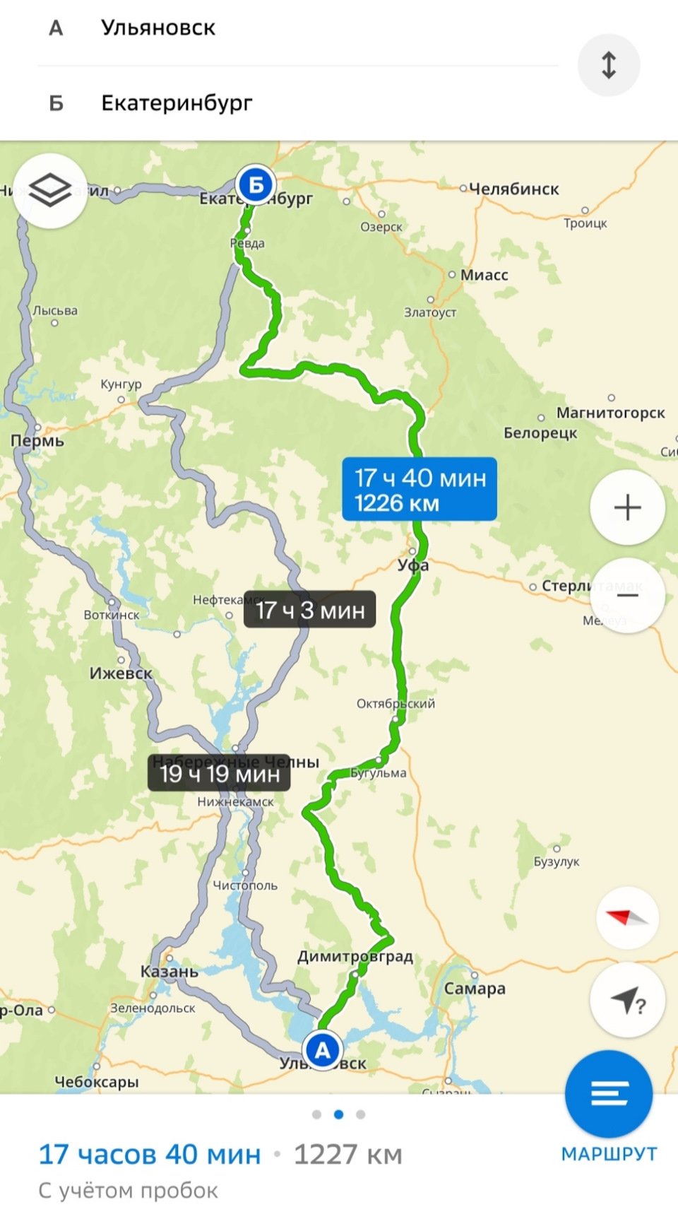 Маршрут Ульяновск — Екатеринбург — Mazda 3 (1G) BK