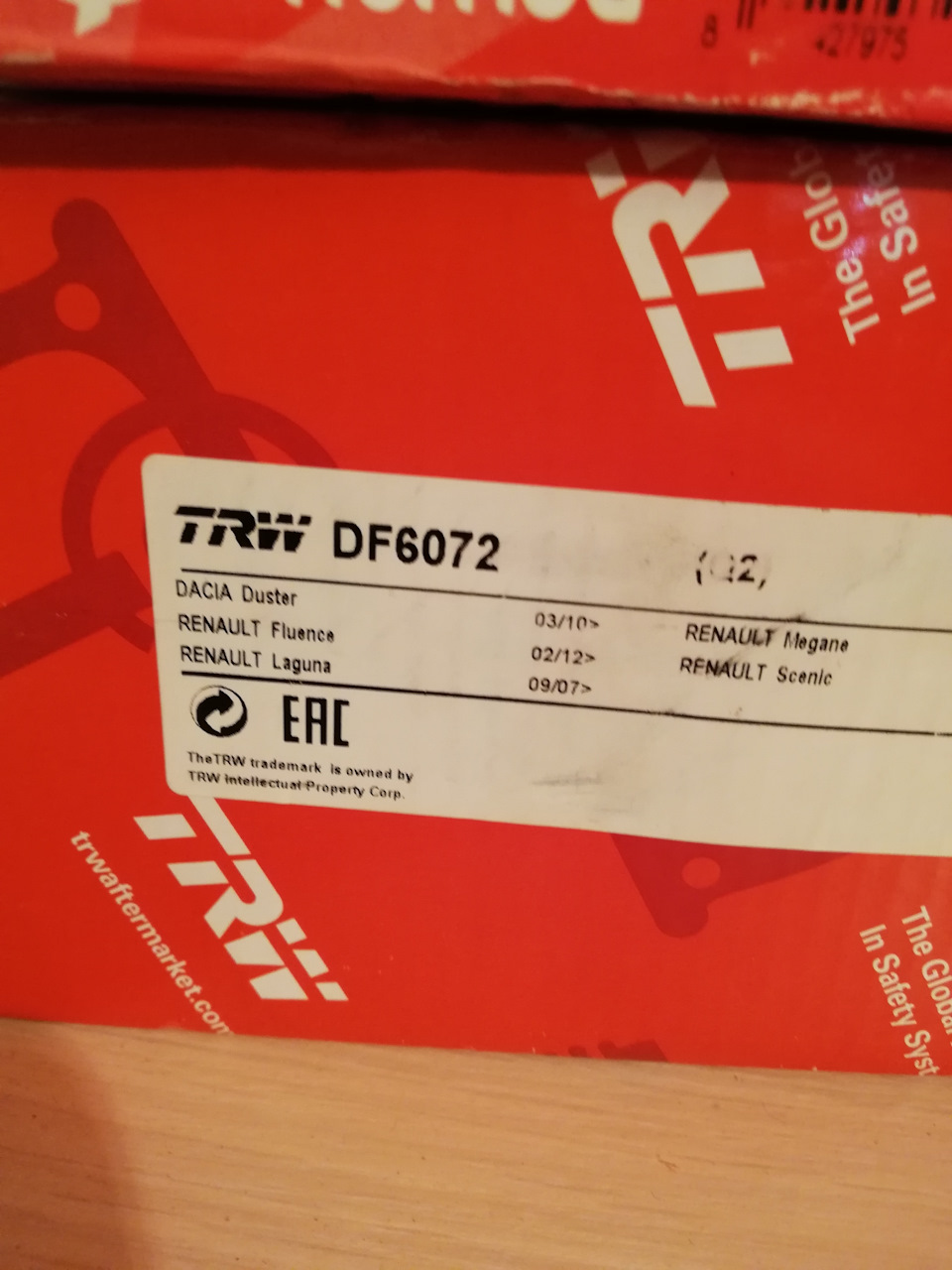 DF6072 Тормозной диск для RENAULT, DACIA, NISSAN TRW | Запчасти на DRIVE2