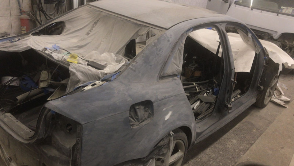 Полный окрас в NATO 🫒 OLIVE — Audi A4 (B7), 2 л, 2008 года кузовной