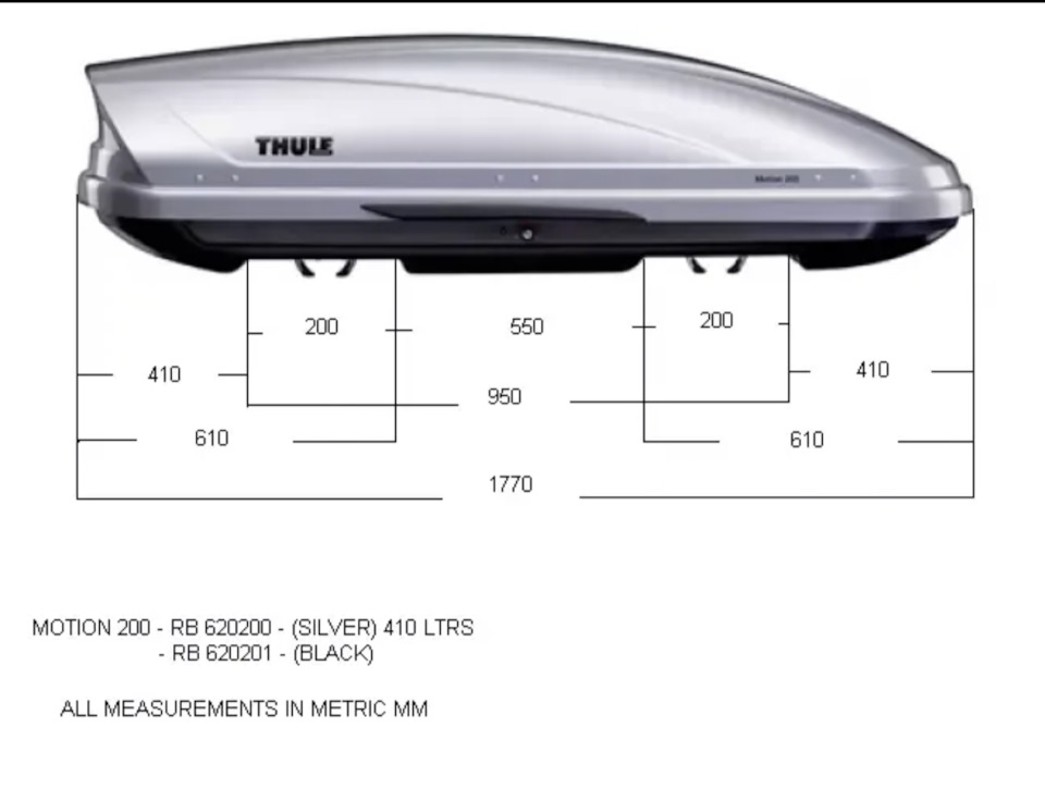 620200 Бокс Thule Motion M (200), 175х86х46 см, серебристый глянцевый ...